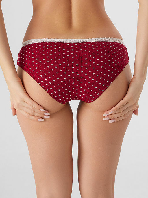 Цена за 2 штуки! Трусы слипы женские красные с принтом в сердечко - Mark formelle фото 4