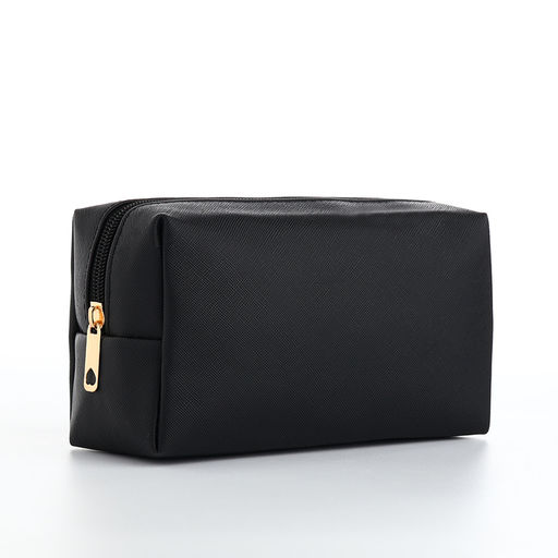 Косметичка женская на молнии, маленькая, объёмная, чёрная