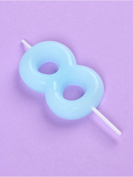 Цена за 3 шт. Свеча в торт «Цифра 8», светящаяся голубая, 9 см