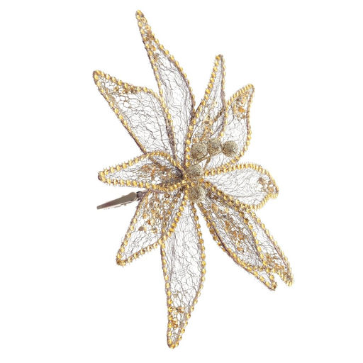 Цветок искусственный "Пуансеттия" (на клипсе), L23 W23 H12 см