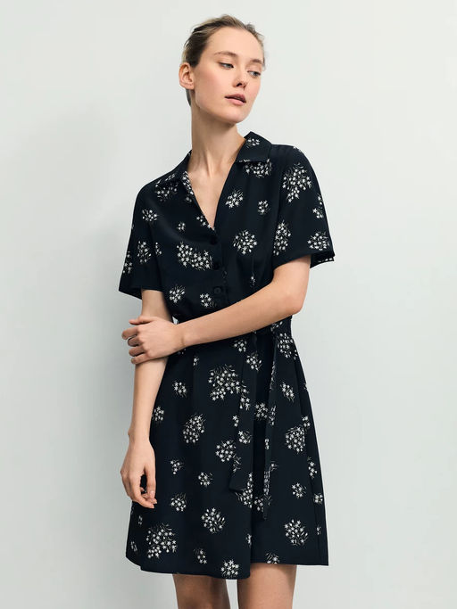 Платье с поясом и цветочным принтом - Zarina фото 6