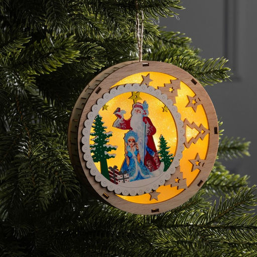 Подвеска световая Дед Мороз и Снегурочка, 153 см, 6 LED, от батареек АААx2, свечение тёплое белое