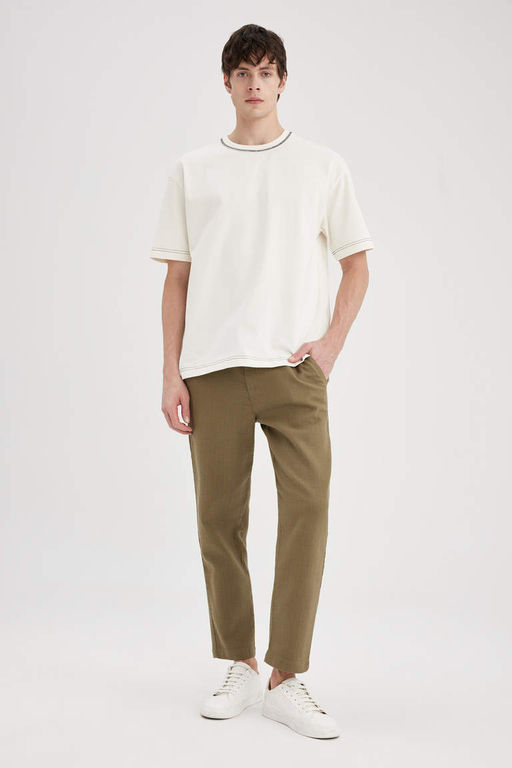 Oversize Genis Kal?p Bisiklet Yaka K?sa Kollu Tisort - Defacto фото 4