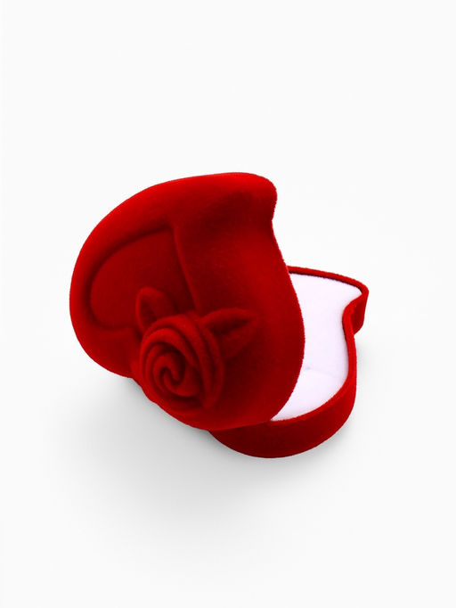 Футляр под кольцо, серьги Сердце, роза, бархатный, 6?6 см, красный