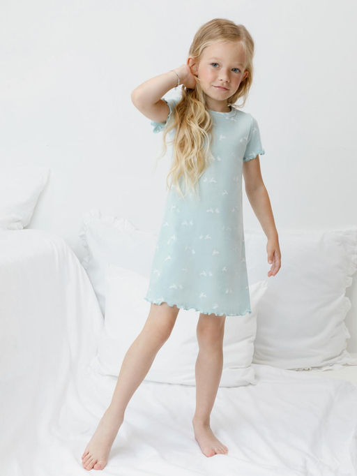 К 1180/голубой опал,мини зайчики сорочка ночная для дев