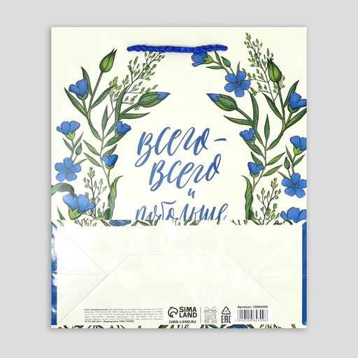 Цена за 2 шт. Пакет подарочный ламинированный, упаковка, «Всего-всего», MS 18 х 23 х 8 см