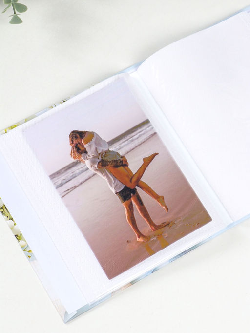 Фотоальбом на 40 фото 10х15 см "Голубая гортензия и ракушки" в коробке 4,5х14х17 см