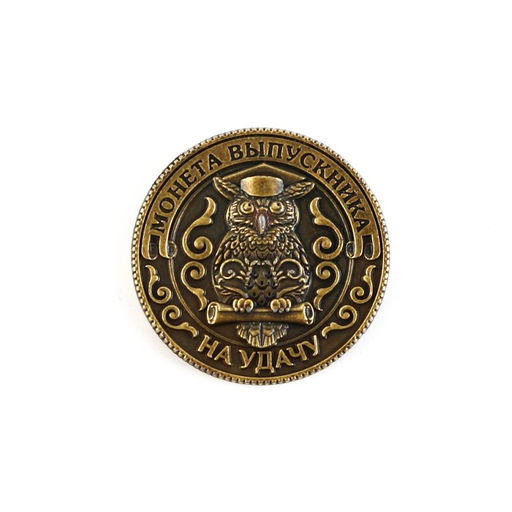 Цена за 2 шт. Монета сувенирная на выпускной «Выпускнику на удачу», металл, d=2.5 см