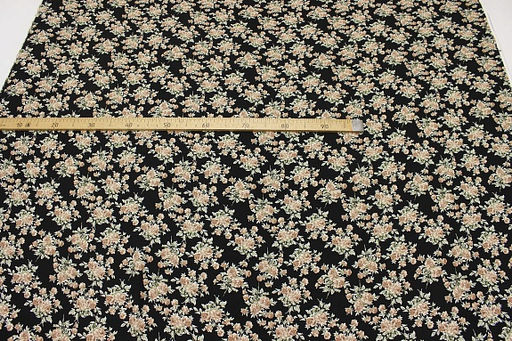 Штапель Цветочный романс цв.бежевый/черный, ш.1.44м, вискоза-100%, 90гр/м.кв - Купава фото 2