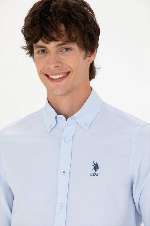 Мужская голубая базовая рубашка с длинным рукавом Неожиданная скидка в корзине - U.s. polo assn фото 2