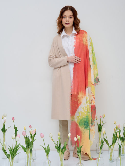 ХЛОПОК ВИСКОЗА Большой, красивый палантин. Рисунок на полотно наносится вручную - Tantino фото 4