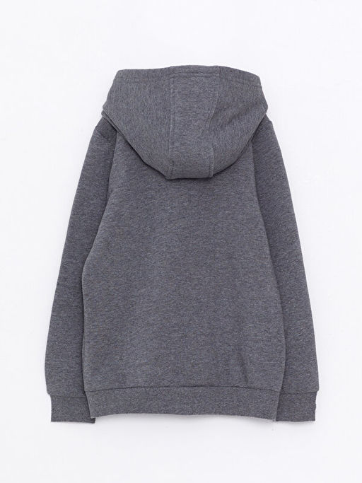 Kap??onlu Basic Uzun Kollu K?z ?ocuk Fermuarl? Sweatshirt