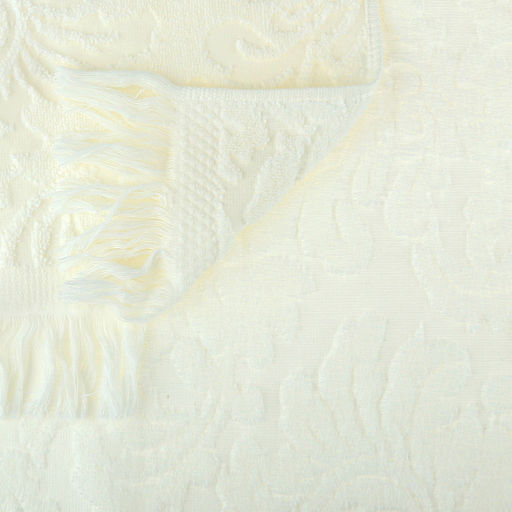 Полотенце махровое "Вензель" 50х90см, хлопок 100%, с бахромой, молочный (Китай)