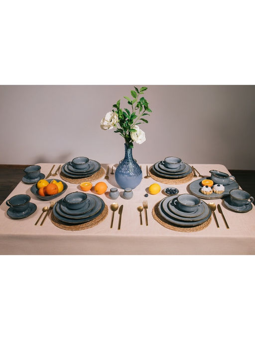 Блюдо сервировочное Magistro Alpine Frost, 33×22.8×2.5 см, овальное, фарфор, голубовато-серый