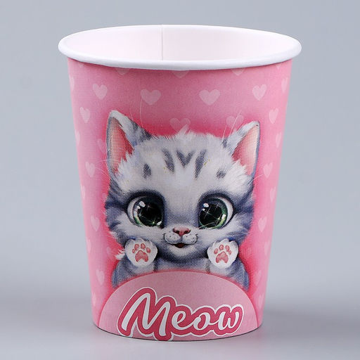 Набор бумажной посуды Котик: 6 тарелок, 1 гирлянда, 6 стаканов - Страна карнавалия фото 6