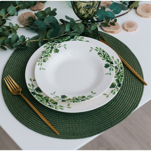 Цена за 12 шт. Салфетка сервировочная на стол Доляна Лофт, d=38 см, цвет зелёный  фото 5