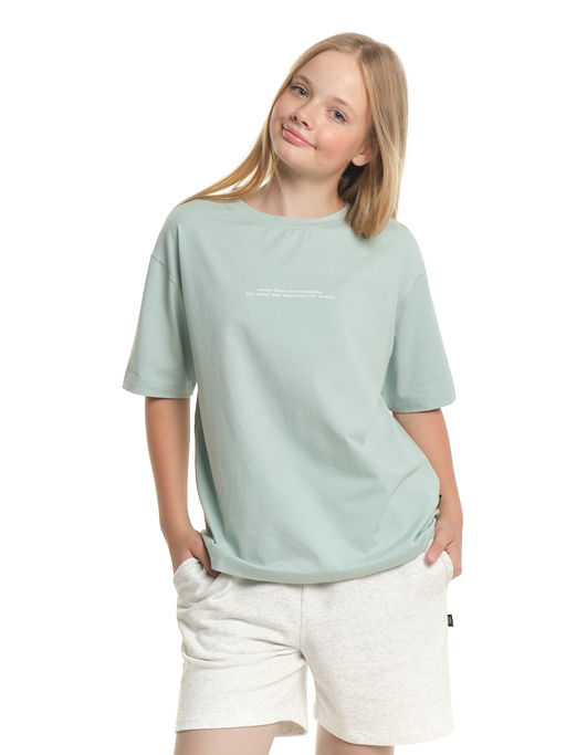 Футболка с принтом 22-7652 серо-голубой | черный - Mini maxi фото 16