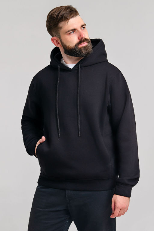 Арт. 69302 Толстовка мужская с начесом 48-58 (6 шт) Цвет:черный - Идеал фото 4