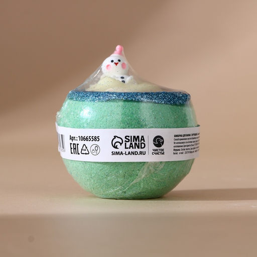 Бомбочка для ванны с игрушкой Снеговик, 130 г, Чистое счастье