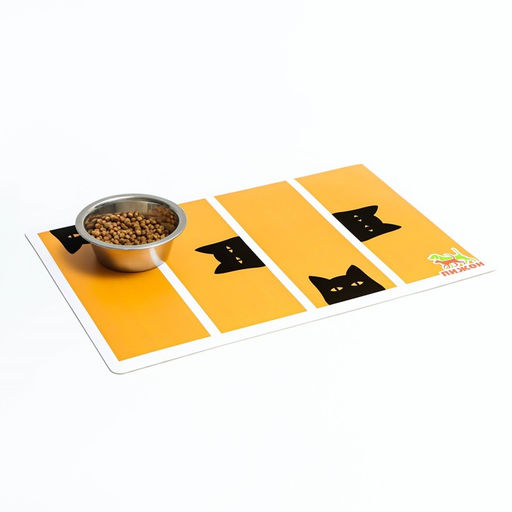 Коврик под миску Пижон с нескользящим основанием 43 х 28 см Подозрительный кот  фото 3