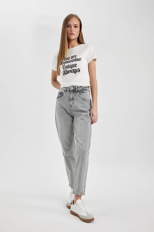Lina Comfort Mom Fit Высокая удобная посадка Легкие узкие джинсовые брюки длиной до щиколотки - Defacto фото 4