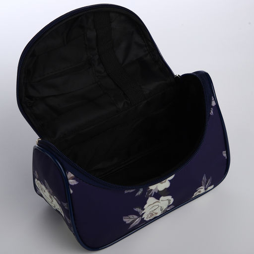 Косметичка-сумка на молнии, с принтом Чайные розы, синяя - Simaland фото 3