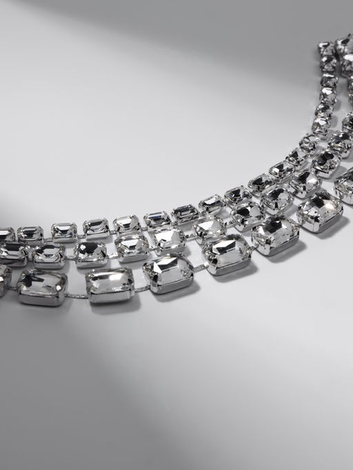 Чокер-колье Сияние трио на увеличение, цвет белый в серебре, 36 см