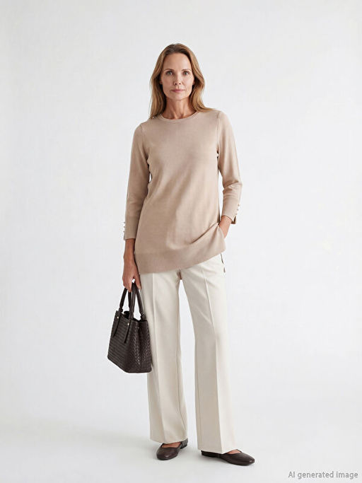 Bisiklet Yaka Kad?n Triko Tunik