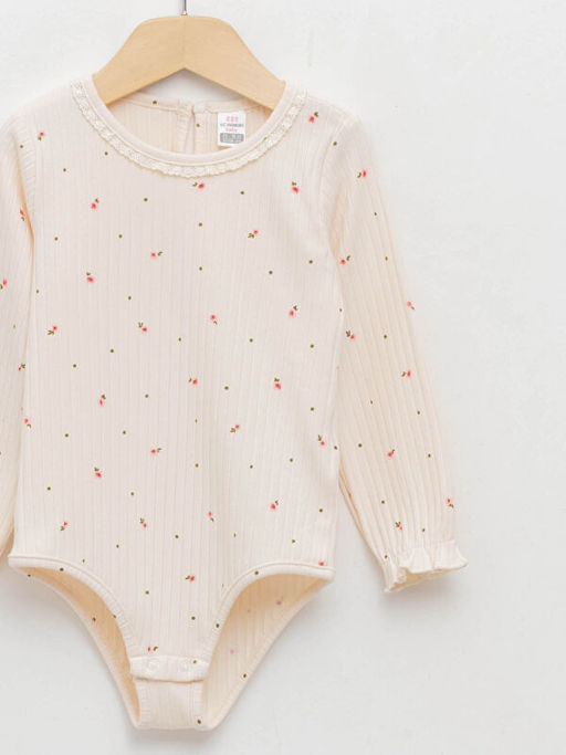 Bisiklet Yaka Uzun Kollu Desenli K?z Bebek ??t??tl? Body - Waikiki фото 3