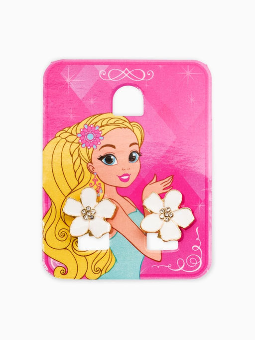 Цена за 2 шт. Клипсы детские "Выбражулька" цветок, цвет белый в золоте