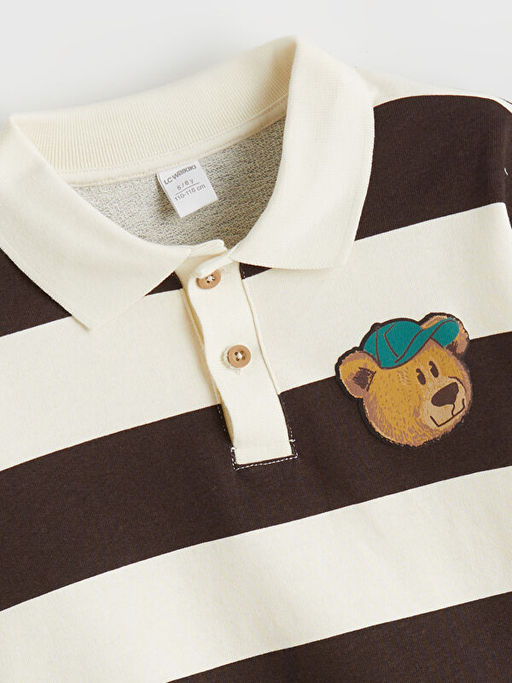 Polo Yaka ?izgili Erkek ?ocuk Sweatshirt