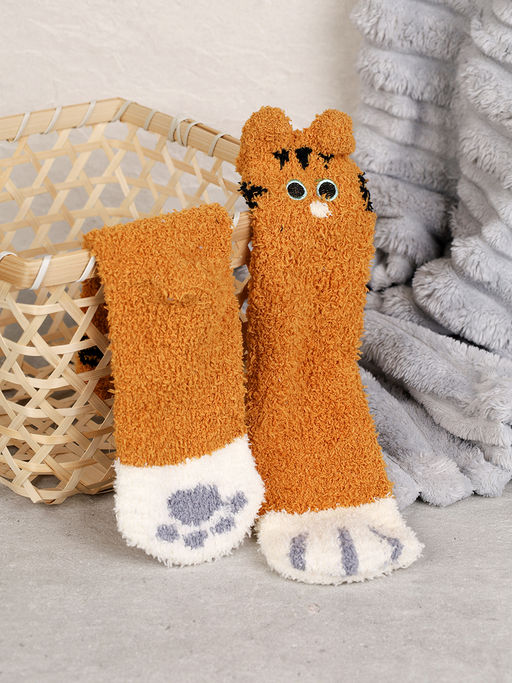 Носки женские флисовые р. 35-40 Лапки новогодний № 1 / MNZ-19/1 /