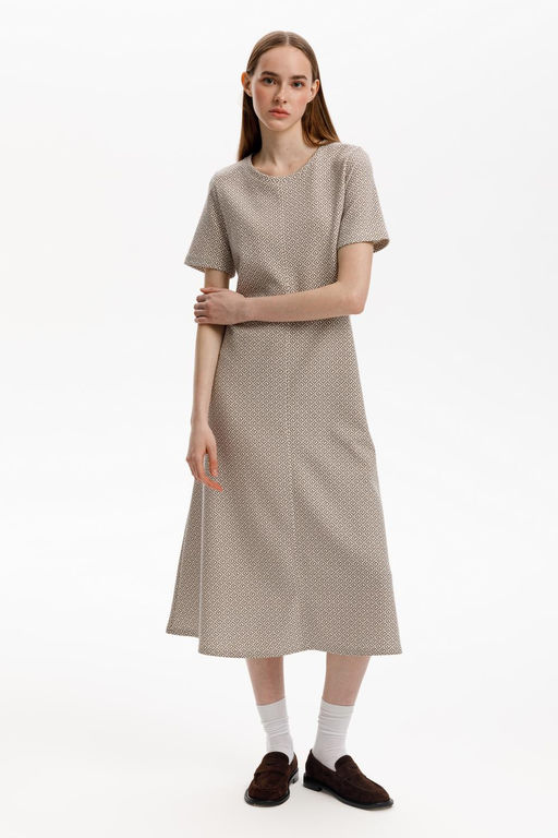 ЕВТ 5077/перламутровое облако,3Д квадраты платье жен