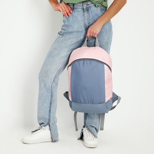 Рюкзак текстильный 46х30х10 см, вертикальный карман, цвет серый, розовый - Nazamok фото 8