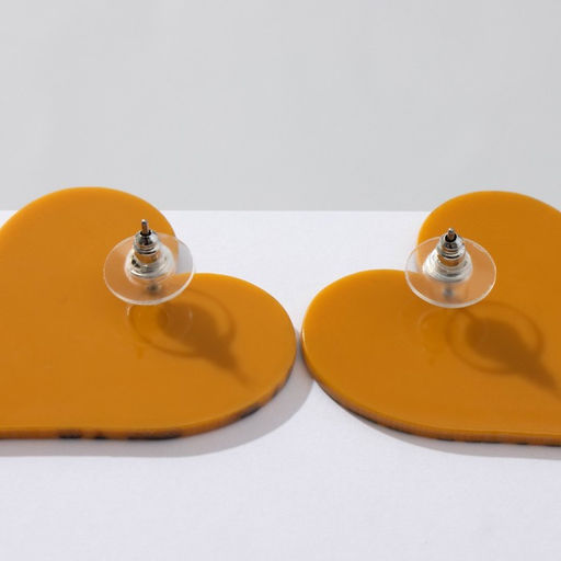 Серьги акрил Сердце тигр, цвет чёрно-оранжевый - Queen fair фото 3