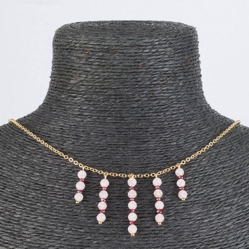 Колье на цепочке из Розового кварца и Граната