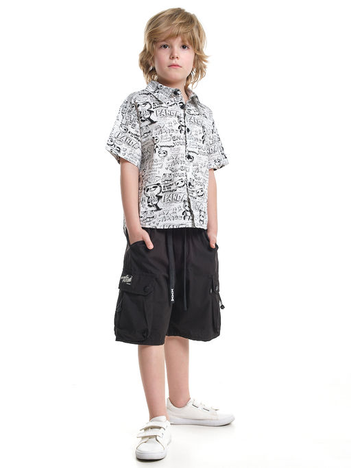 Рубашка Панда 33-58761 белый/черный - Mini maxi фото 4