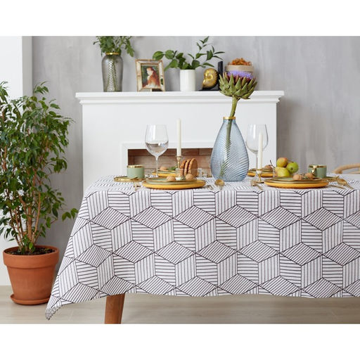 Набор Доляна скатерть 145х200см/салфетки 40х40см 4шт, Тренд бел, 100%пэ, рогожка 200 гр/м  фото 3