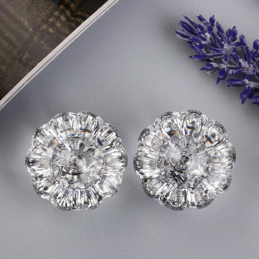 Цена за 2 шт. Ручка для шкатулки металл "Кристалл" набор 2 шт  серебро 2,5х2,8х2,8 см