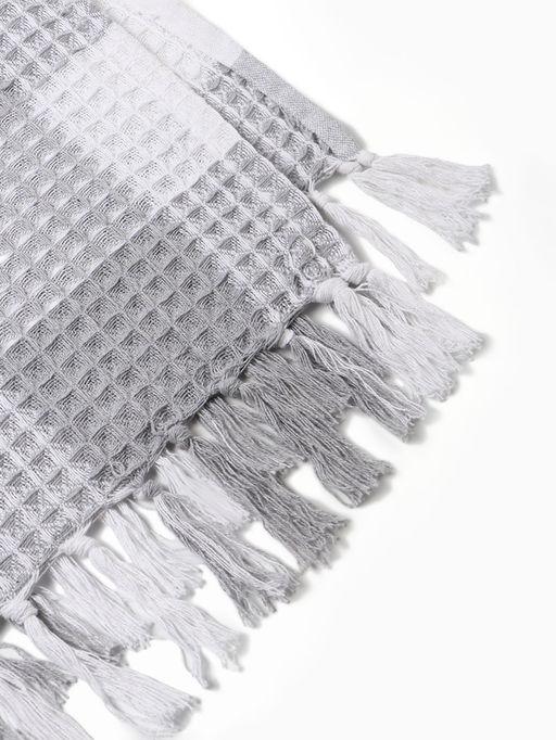 Плед вафельный «Этель. Клетка», 220×240 см, хлопок 100%, светло-серый