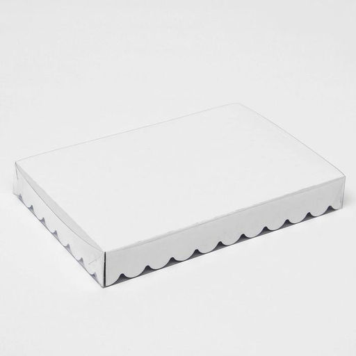 Цена за 10 шт. Коробочка для печенья с PVC крышкой «ЗигЗаг», крафт, 22×15×3 см