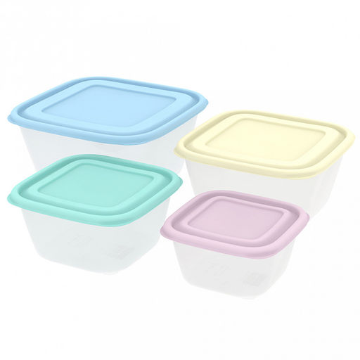 Контейнер для продуктов Прованс, набор 4 шт: 0,6л, 1л, 1,7л, 2,5л, полипропилен, подходит для СВЧ (Россия)