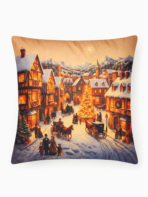 Набор декоративных наволочек «Этель» Christmas village, 40×40 см - 2 шт., велюр