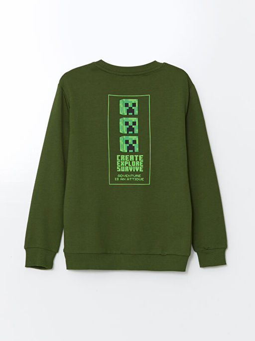 Bisiklet Yaka Minecraft Bask?l? Erkek ?ocuk Sweatshirt - Waikiki фото 2
