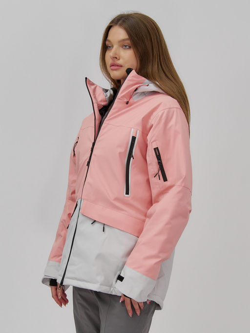 Горнолыжная куртка женская зимняя персикового цвета 7077P - Chunmai фото 2