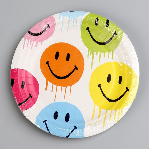 Цена за 10 шт. Тарелка бумажная Смайл, 18 см - Страна карнавалия фото 5