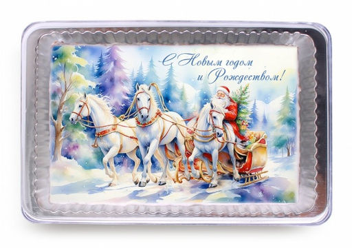Тройка с дедом морозом "С Новым годом и Рождеством" (140 гр)