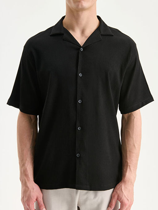 Regular Fit K?sa Kollu Erkek Dokulu G?mlek