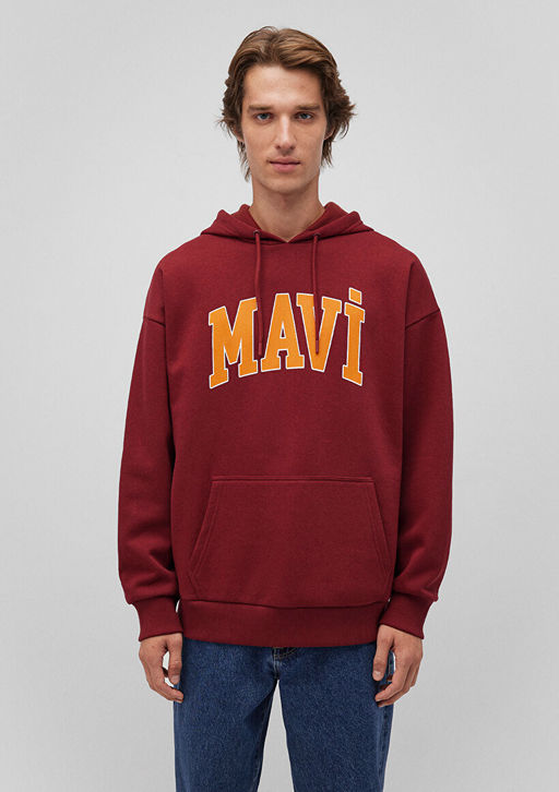 Mavi Logo Bask?l? Bordo Kapusonlu Sweatshirt  фото 3