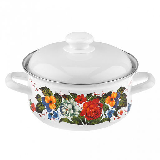 Татьяна Кастрюля эмалированная 2л, форма цилиндрическая, металлическая крышка (Россия)